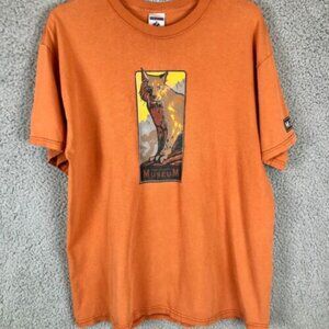 Y2K High Desert Wolf Dog portrait T shirt Size Large Mens Brown Orange Box Logo